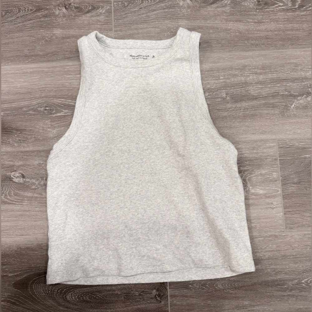 Abercrombie & Fitch grey essential ribbed high neck tank